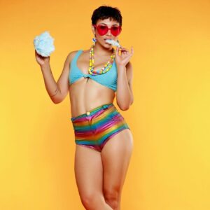 Enchantingly graceful Brooklyn Gray flaunts short hair while stripping solo with natural tits
